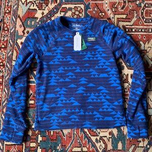 NWT Blue Geometric LL Bean Fitness Fleece Size S/8